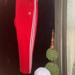Adidas women’s  Red Joggers with White Stripes